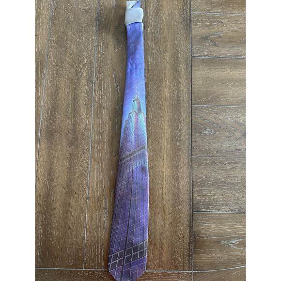 Vintage Ralph Marlin Mens Tie The Sears Tower 1991 Chicago Windy City READ - Picture 3 of 14